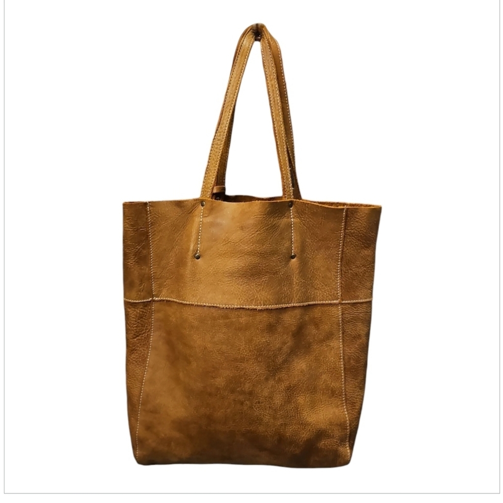 ROOTS | Tribe Leather Edie Bag Large Tote Shopper Cognac Brown Made In Canada - Picture 3 of 6